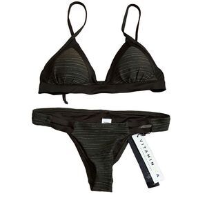 Vitamin A NWT 2 Piece Set Bikini Neutra California Cut Hipster Halter Bralette